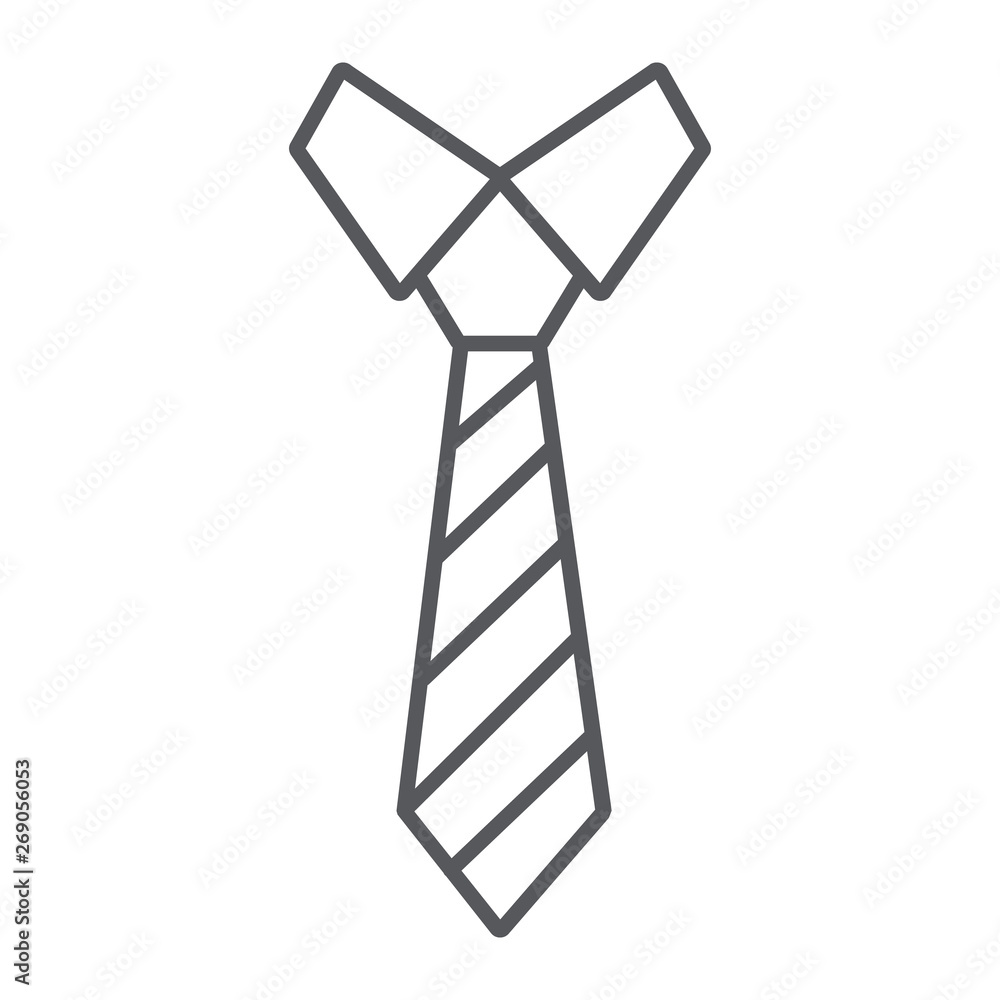 Necktie thin line icon, clothes and formal, tie sign, vector graphics, a linear pattern on a white background. Necktie thin line icon, clothes and formal, tie sign, vector graphics, a linear pattern on a white background.