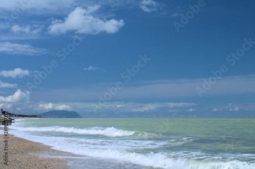 beach and sea Italy monte Conero landscape horizon sky cloud waves  nature water 