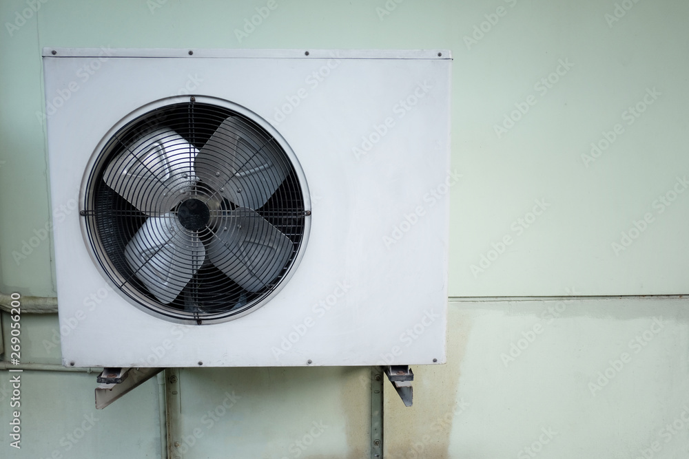 Air compressor of Air conditioner on old wall and have copy space. Air compressor of Air conditioner on old wall and have copy space.
