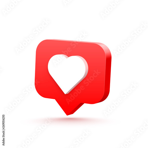 3d heart like social network. white background.