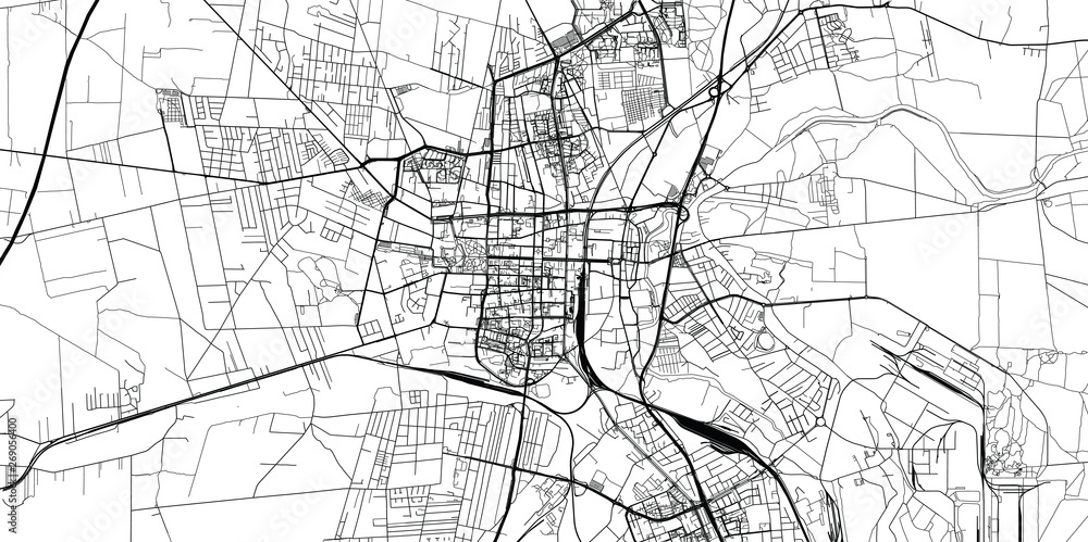 Urban vector city map of Czestochowa, Poland