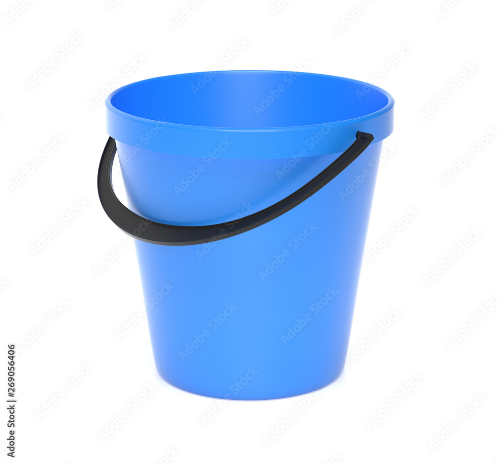Blue plastic bucket. 3d rendering illustration isolated Blue plastic bucket. 3d rendering illustration isolated