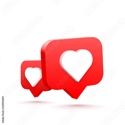 3d heart like social network. white background.