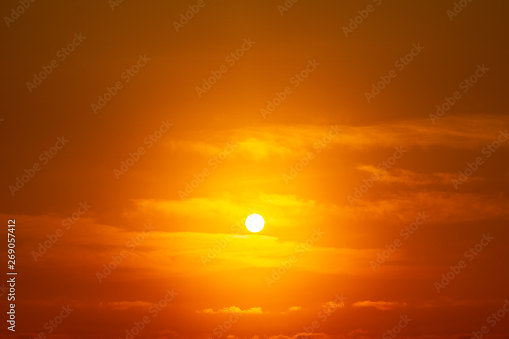 Panorama orange sky and clouds with sun nature background Panorama orange sky and clouds with sun nature background