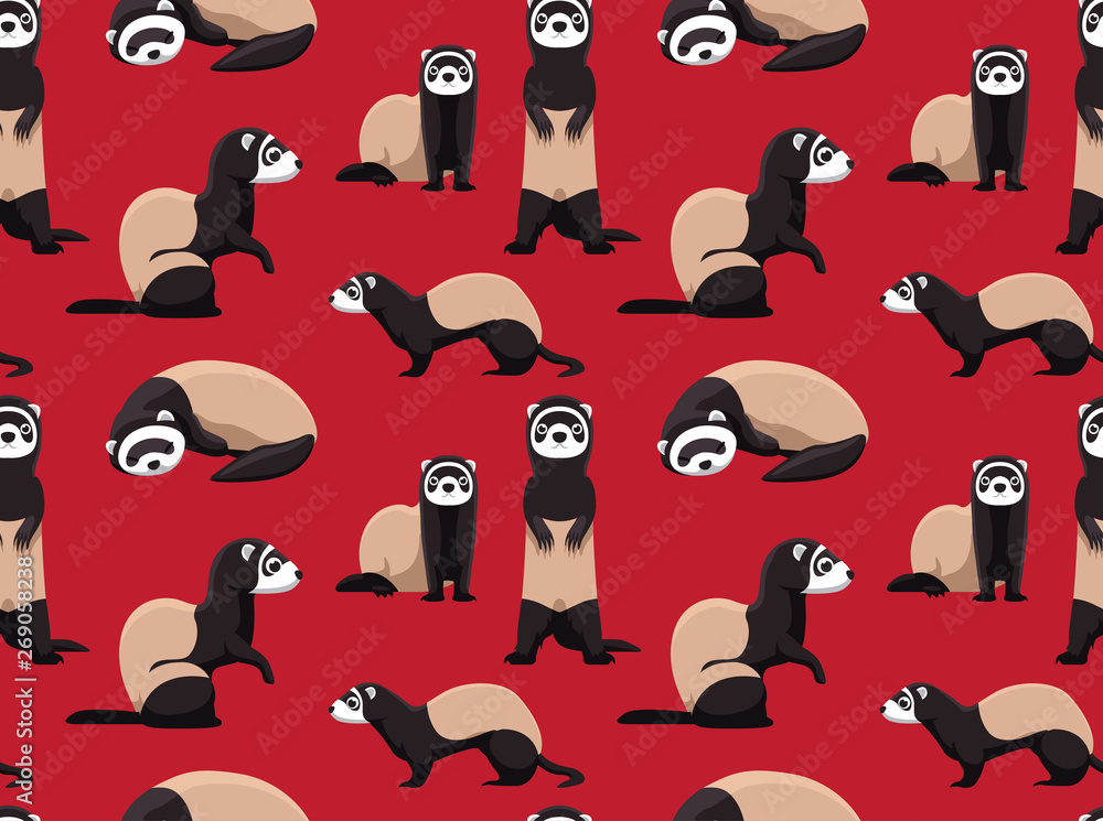 Cute Ferret Wallpaper Stock Vector Adobe Stock
