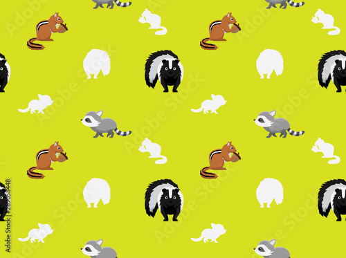 Chipmunk Raccoon Skunk Animals Seamless Wallpaper 2