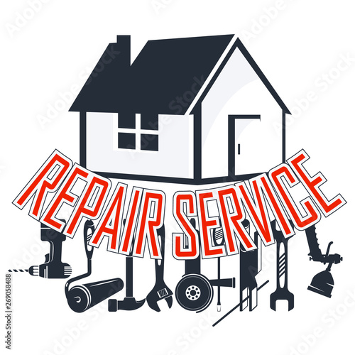 Repair and service at home with tool symbol