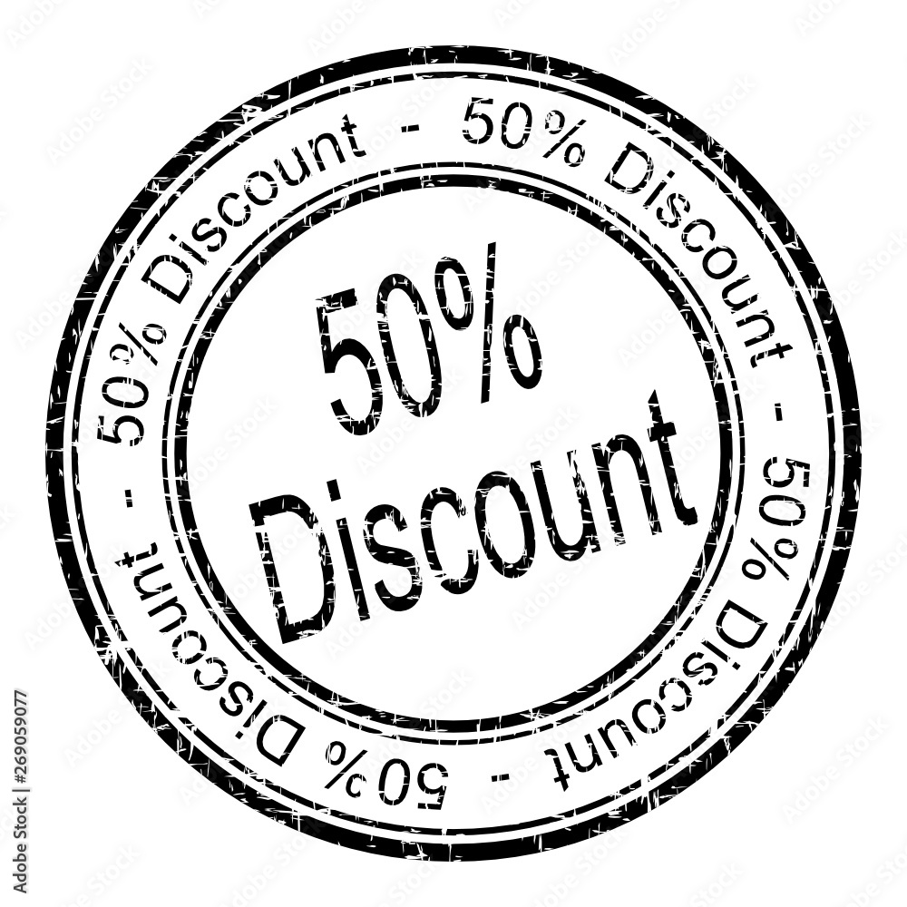 50% Discount rubber stamp - illustration