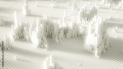 Beautiful white fantasy abstraction from cubes. 3d illustration  3d rendering.