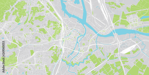 Obraz na płótnie Urban vector city map of Gdansk, Poland