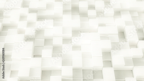 Beautiful white fantasy abstraction from cubes. 3d illustration  3d rendering.