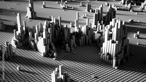 Beautiful white fantasy abstraction from cubes. 3d illustration, 3d rendering.