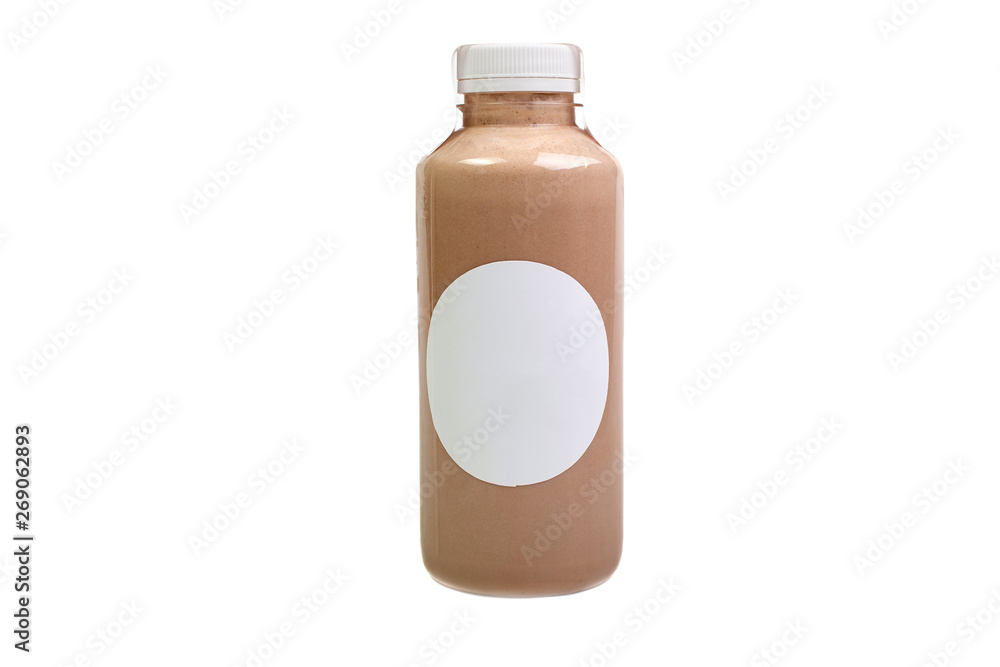 Colorful juices, smoothies, milkshakes in plastic bottles isolated on white background, top view. - Image Colorful juices, smoothies, milkshakes in plastic bottles isolated on white background, top view. - Image
