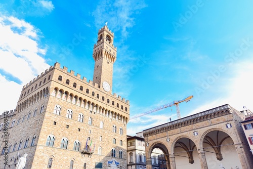 Tower of Palazzo Vecchio, Famous Landmark in Florence, Italy photo