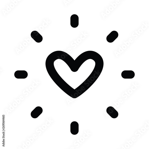 Heart with shine linear icon, love burst symbol, sunshine. photo