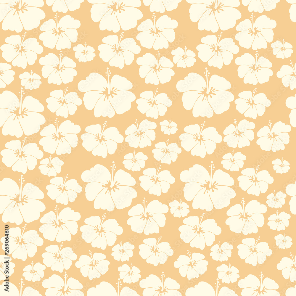 Seamless pattern created by hibiscus set to background Seamless pattern created by hibiscus set to background