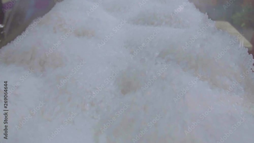 A boiling layer of silica gel in a dryer.