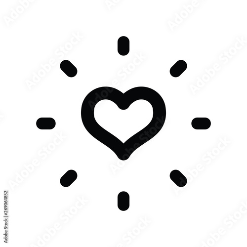 Heart with shine linear icon, love burst symbol, sunshine. photo