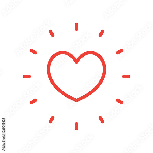 Heart with shine linear icon, love burst symbol, sunshine. photo