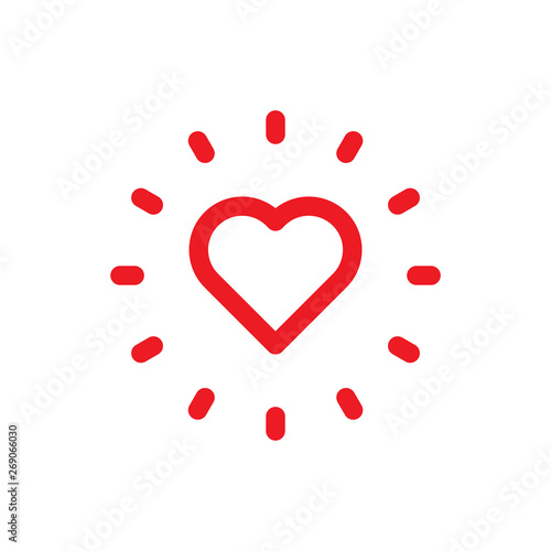 Heart with shine linear icon, love burst symbol, sunshine. photo