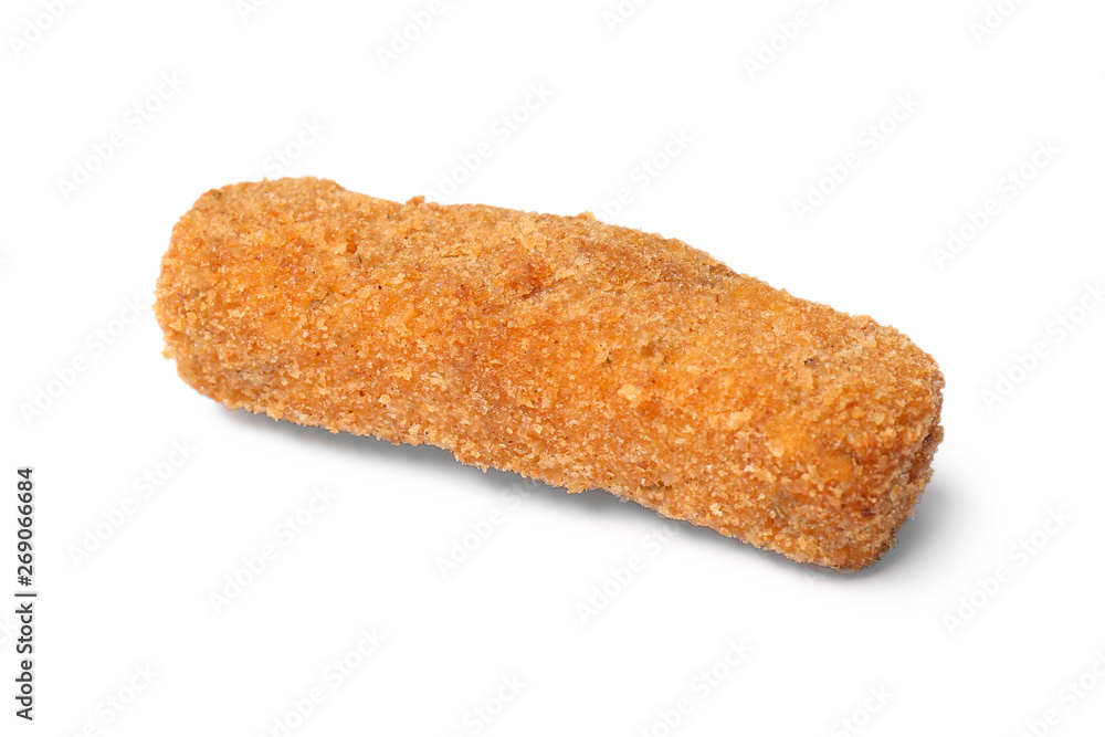 Tasty crispy cheese stick isolated on white Tasty crispy cheese stick isolated on white