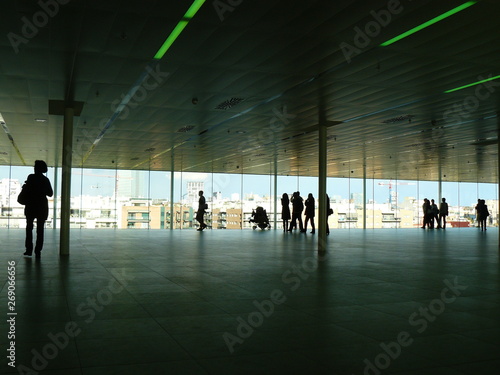 Photography Silhouette people in the interior of building, in the 22 district of Barcelona