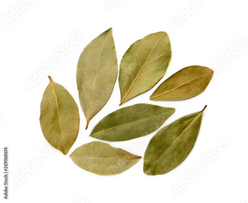  Dried bay leaf isolated on white background 