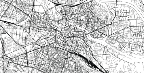 Urban vector city map of Wroclaw, Poland