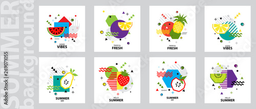 Trendy Tropic  background with fruit. Design background for booklet, cards. Vector illustration