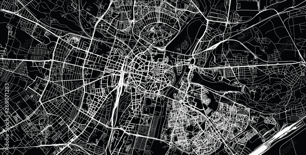 Urban vector city map of Poznan, Poland