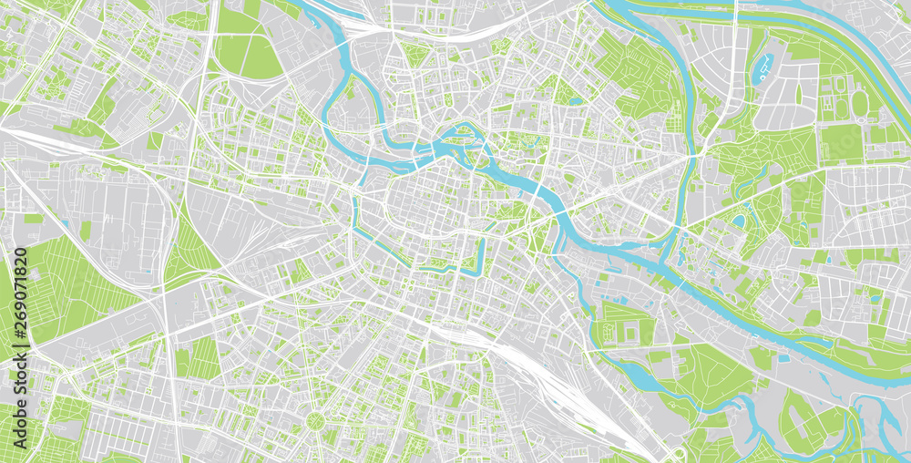 Fototapeta Urban vector city map of Wroclaw, Poland