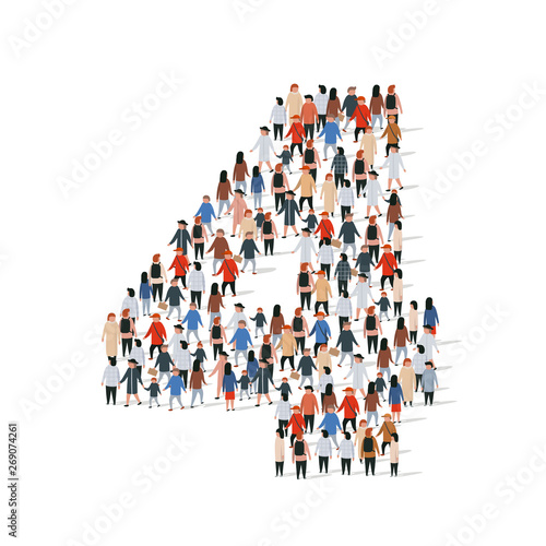 Large group of people in number 4 four form