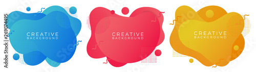 modern fluid abstract banner set flat geometric liquid with_various_colors