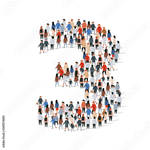 Large group of people in number 3 three form