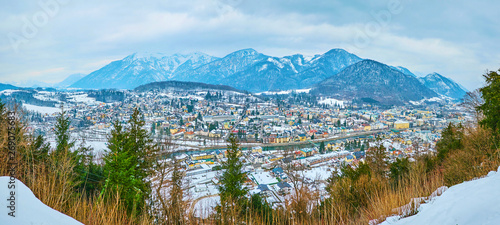 Panorama of Bad Ischl from Siriuskogel mountain, Salzkammergut, Austria photo