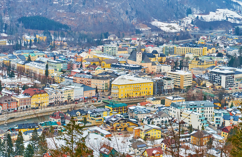 Center of Bad Ischl from the top of Siriuskogel, Salzkammergut, Austria photo