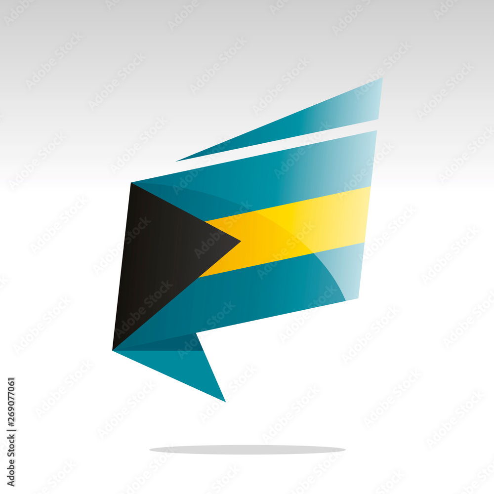 New abstract Bahamas flag origami logo icon button label vector New abstract Bahamas flag origami logo icon button label vector