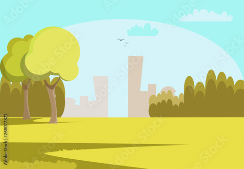 Green field flat illustration