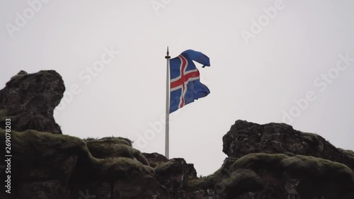 iceland flag waving in the wind