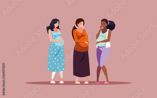 pregnant group of women avatar character