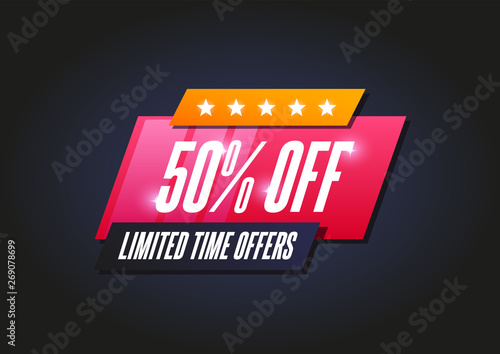 50% Off Shopping Announcement Label