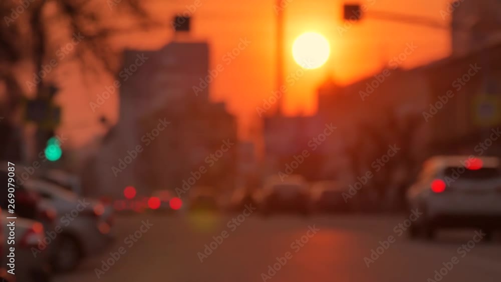 Cars are in traffic jam during a beautiful golden sunset Cars are in traffic jam during a beautiful golden sunset