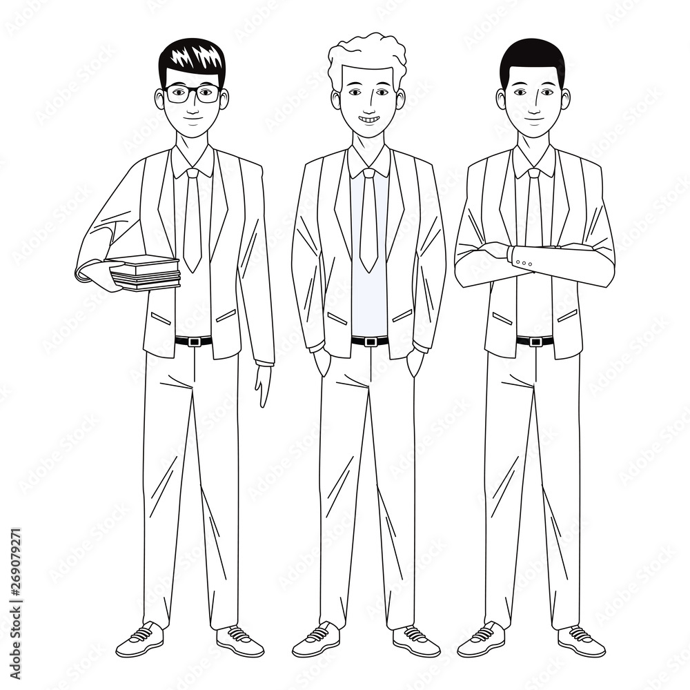 businessmen avatar cartoon character black and white businessmen avatar cartoon character black and white
