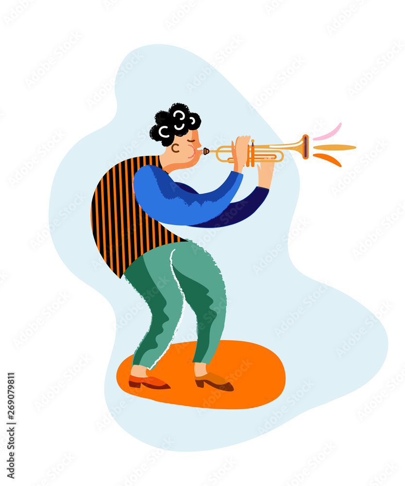 Trumpet player cartoon character Trumpet player cartoon character