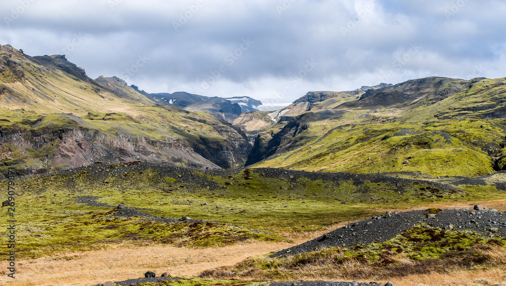 Icelandic landscape. View of mountains on a gloomy day. Icelandic landscape. View of mountains on a gloomy day.