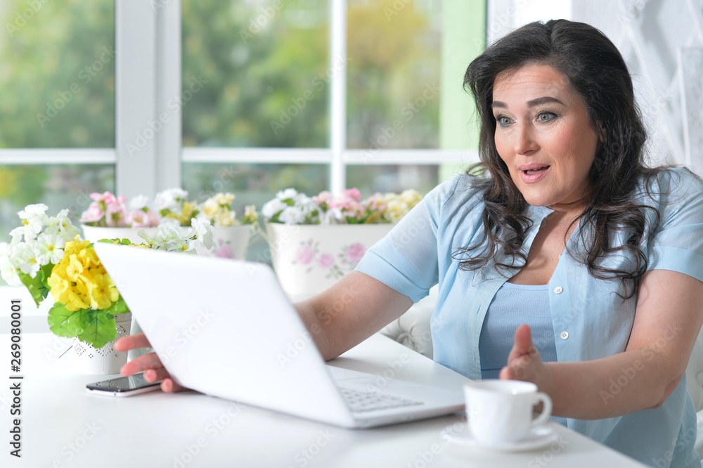 Portrait of a beautiful mature woman using laptop Portrait of a beautiful mature woman using laptop