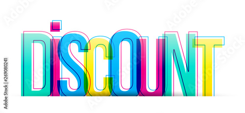 Discount colorful word vector banner card