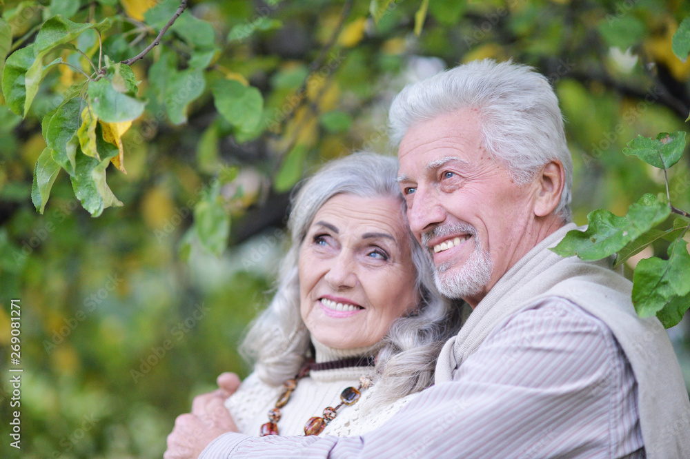 Portrait of a beautiful senior couple hugging Portrait of a beautiful senior couple hugging