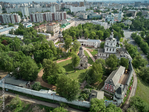Aerial view of Andronikov Monastery of the Saviour Spaso-Andronikov Monastyr, a former monastery in Moscow, Russia.
