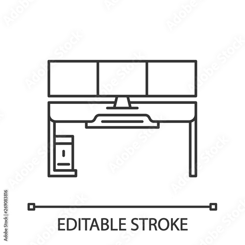 Gaming desk linear icon